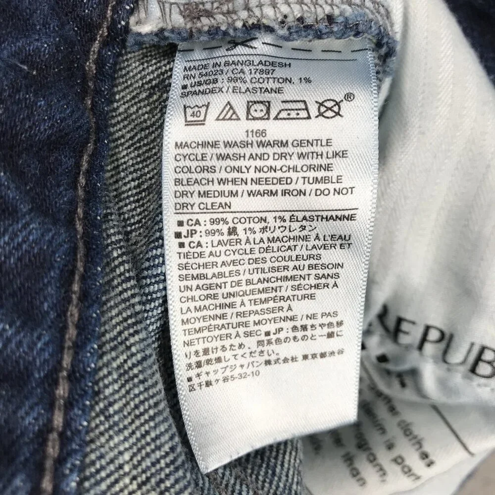 BANANA REPUBLIC Factory Jeans Mens 30x30 Slim Fit Standard Dark Washwell‎ Denim